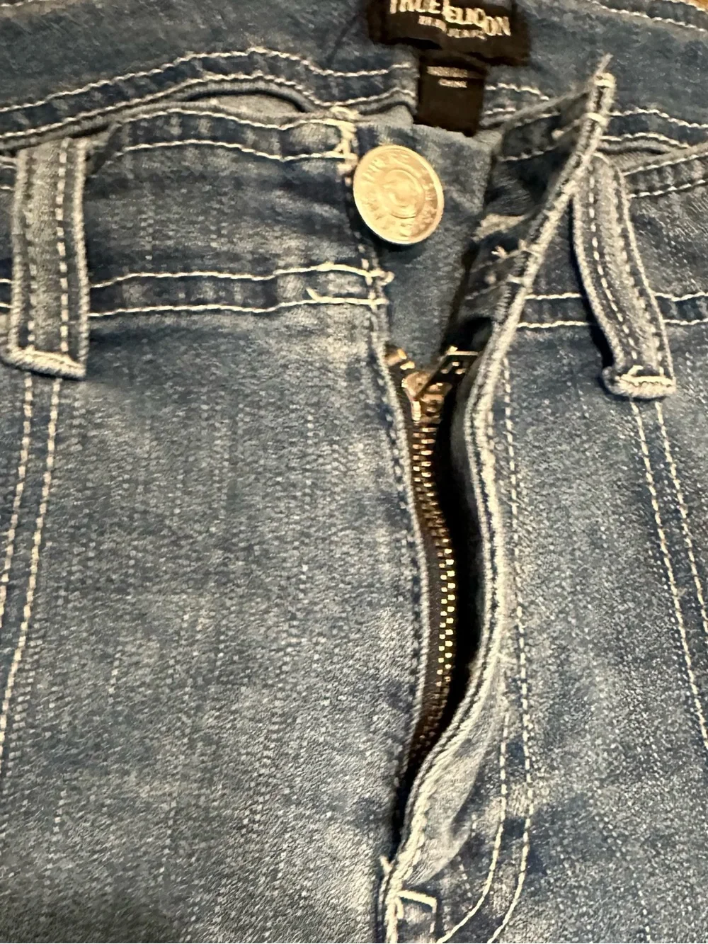 True Religion Men's Washed Blue Relaxed Cargo Jeans